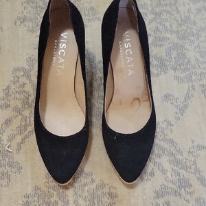 Elegant Black Suede Viscata Wedge Espadrilles for Versatile Wear